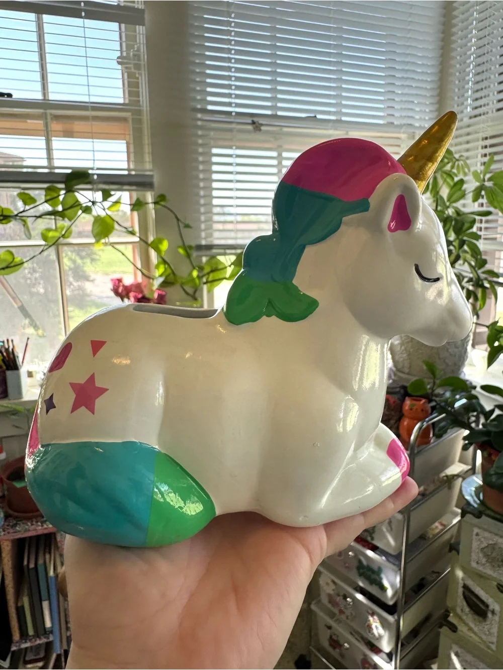 Vintage Elephant Salt Shaker and a Unicorn Piggy Bank. Ceramic Kitsch.